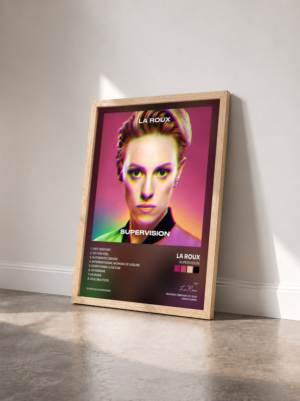 #bois Tableau de l'album Supervision de La Roux vu de trois quarts, cadre en bois brut