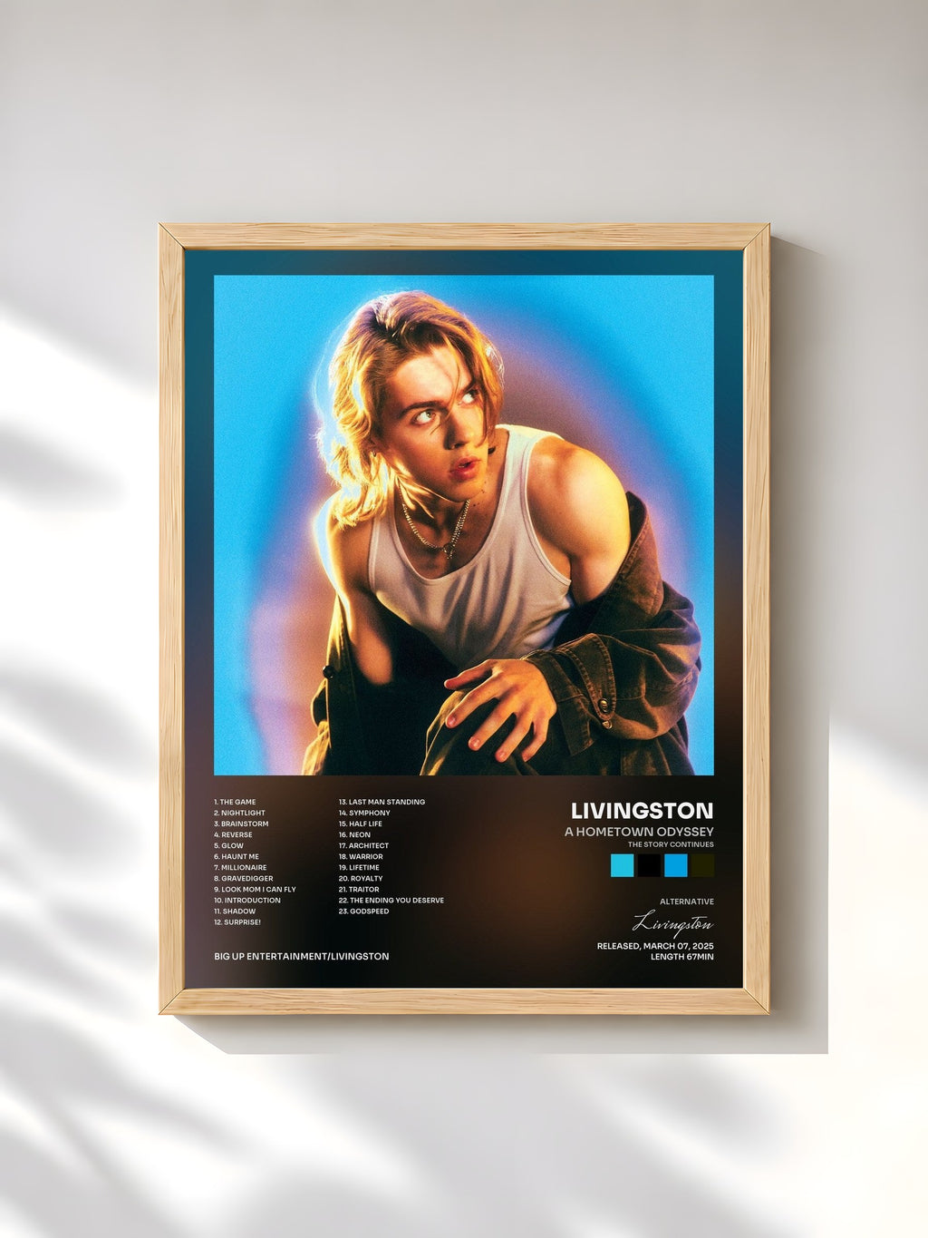 #bois Tableau de l'album A Hometown Odyssey (The Story Continues) de Livingston, cadre en bois brut, imprimé et encadré en France