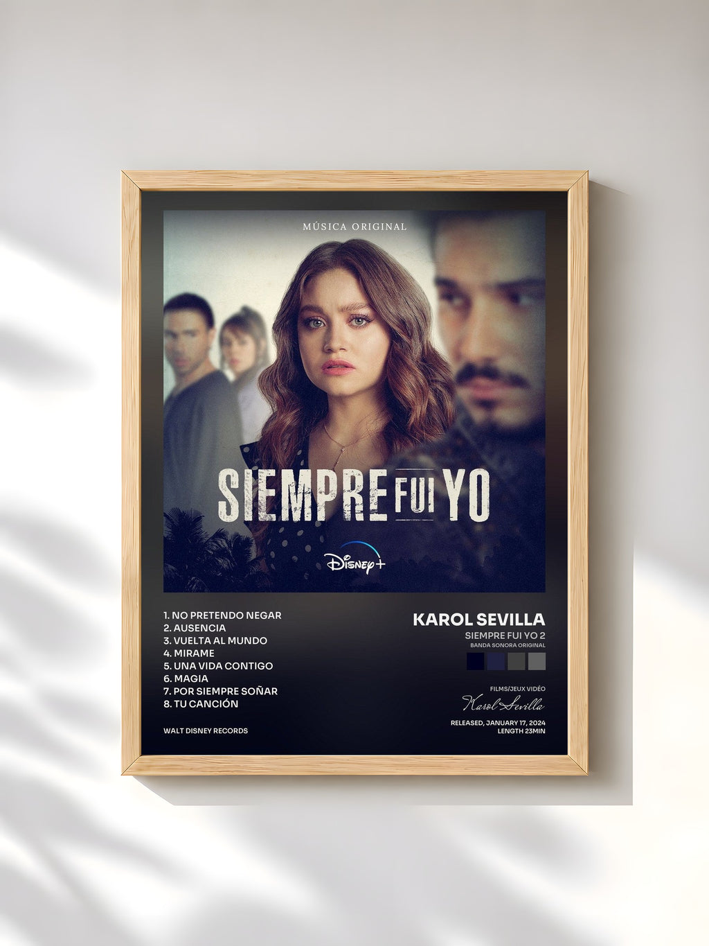 #bois Tableau de l'album Siempre Fui Yo 2 (Banda Sonora Original) de Karol Sevilla, cadre en bois brut, imprimé et encadré en France