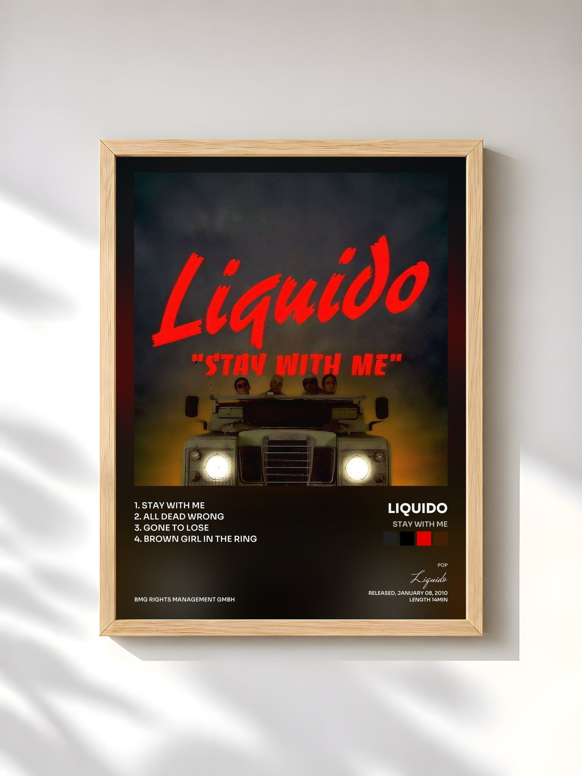 #bois Tableau de l'album Stay with Me de Liquido, cadre en bois brut, imprimé et encadré en France