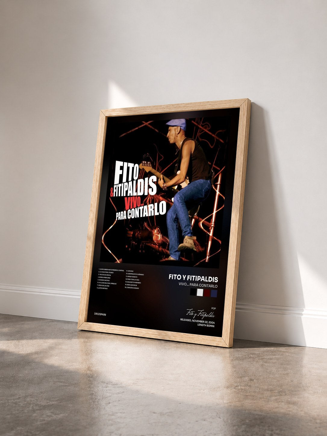 #bois Tableau de l'album Vivo... para contarlo de Fito y Fitipaldis vu de trois quarts, cadre en bois brut