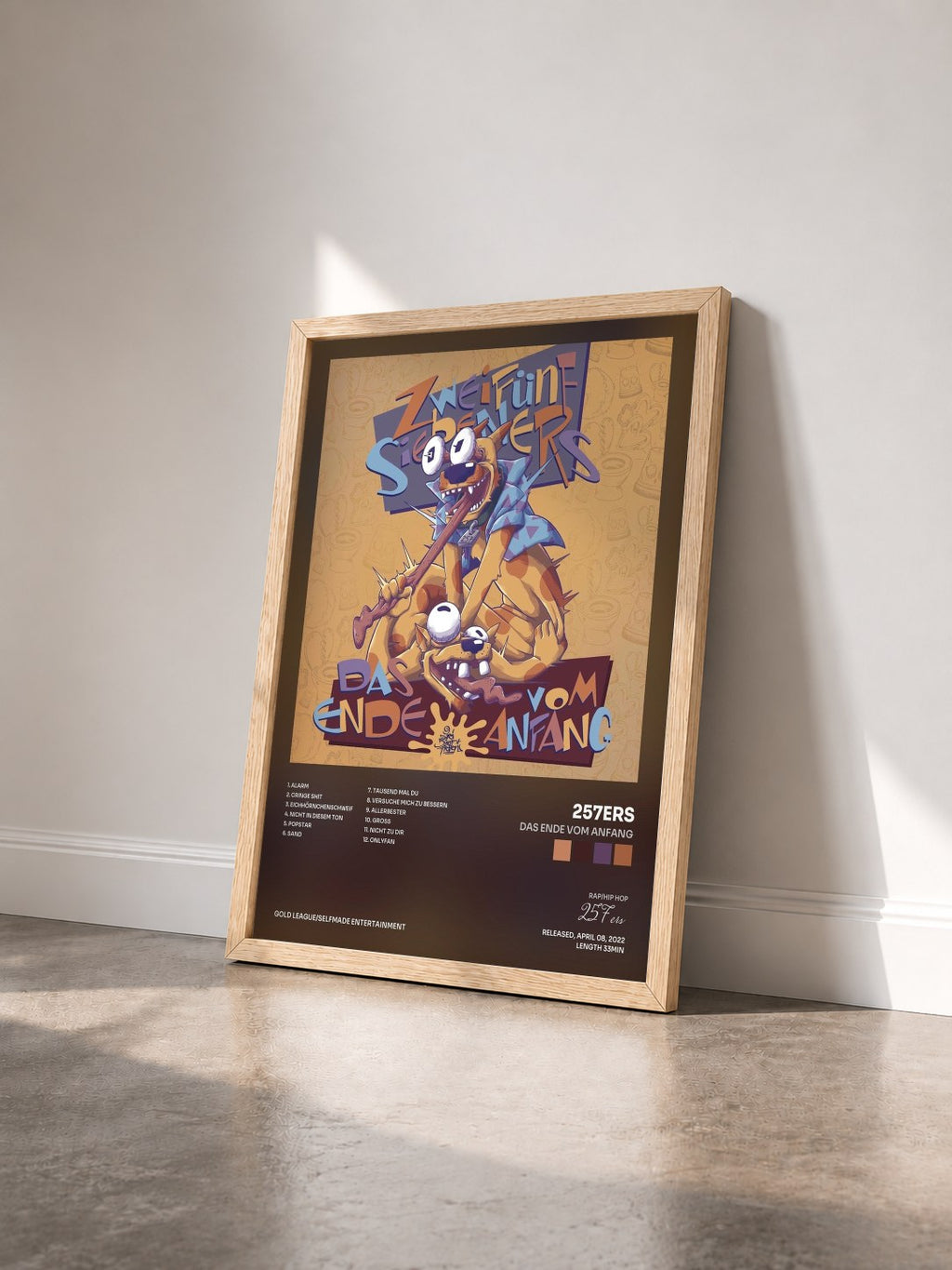 #bois Tableau de l'album Das Ende vom Anfang de 257ers vu de trois quarts, cadre en bois brut