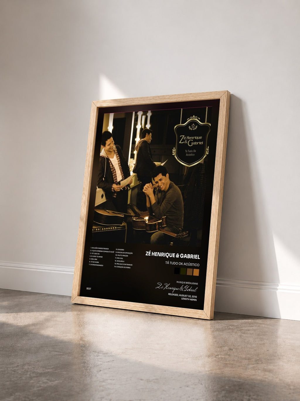 #bois Tableau de l'album Tá tudo OK Acústico de Zé Henrique & Gabriel vu de trois quarts, cadre en bois brut