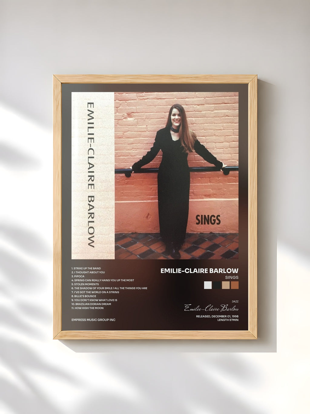 #bois Tableau de l'album Sings de Emilie-Claire Barlow, cadre en bois brut, imprimé et encadré en France