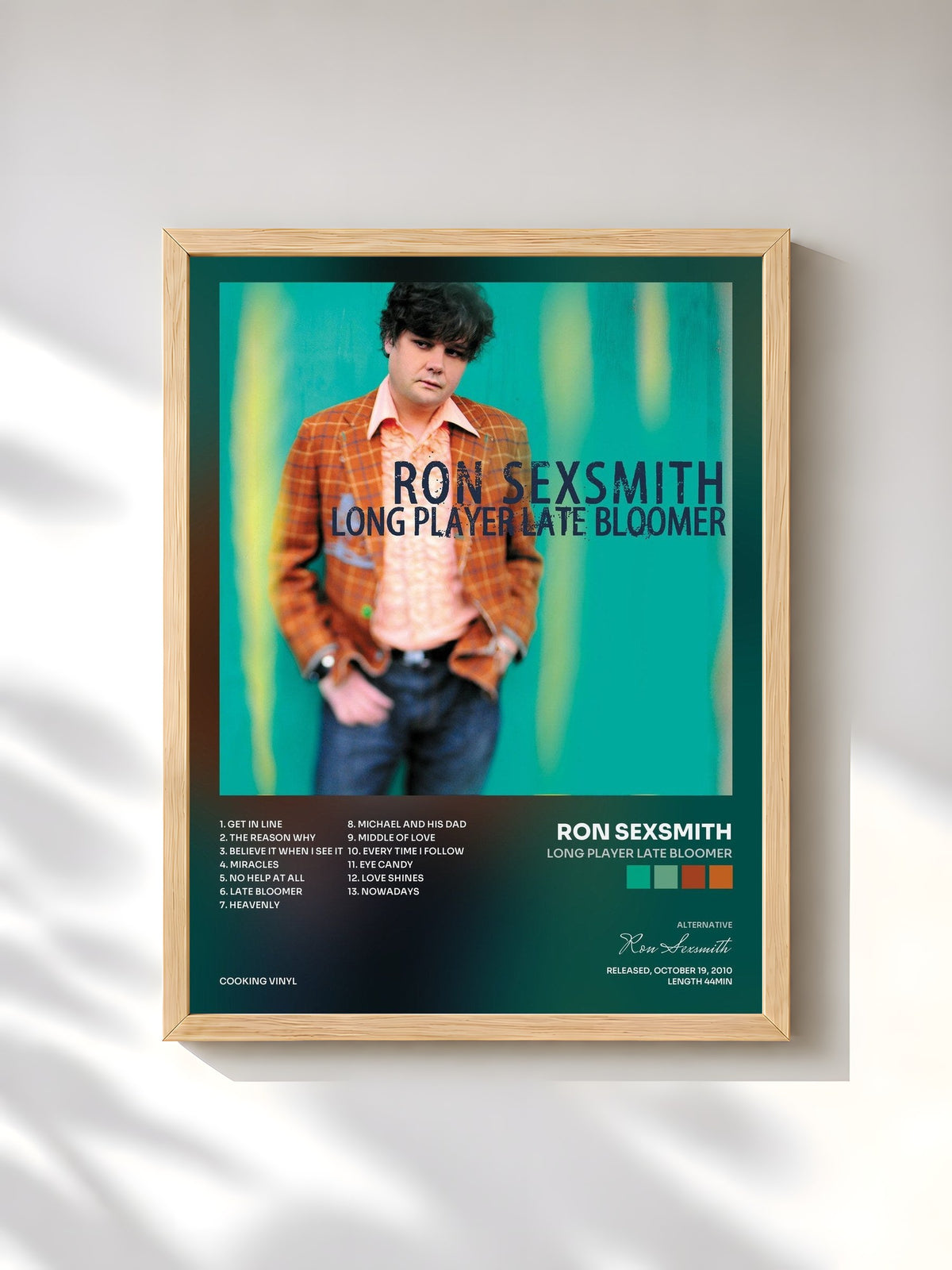 #bois Tableau de l'album Long Player Late Bloomer de Ron Sexsmith, cadre en bois brut, imprimé et encadré en France