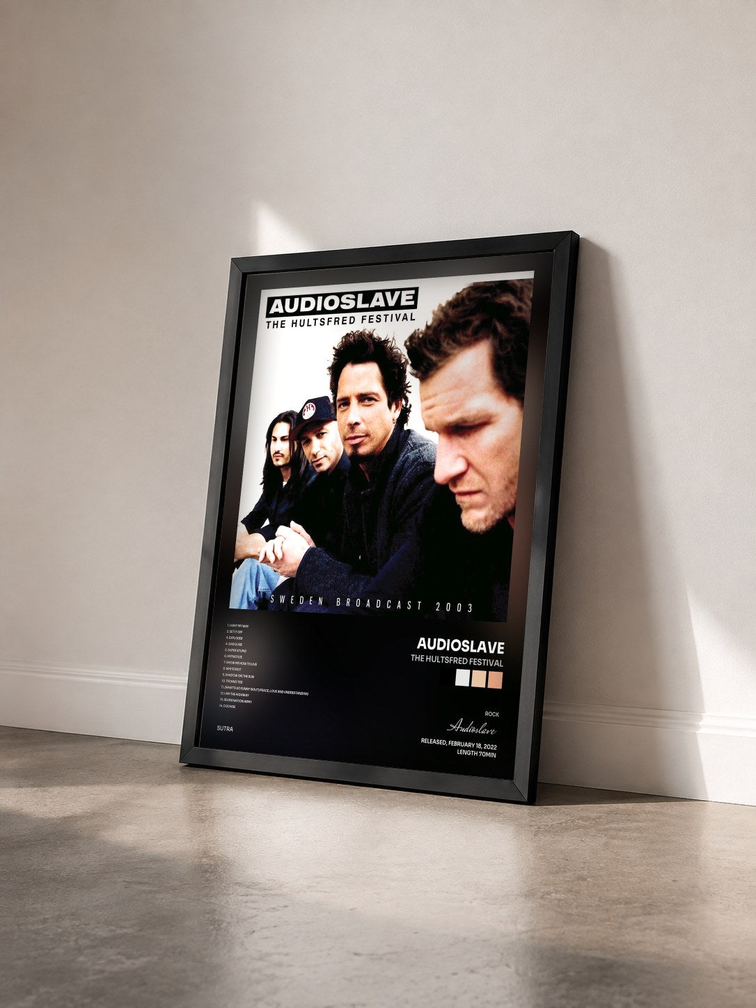 #noir Tableau de l'album The Hultsfred Festival de Audioslave vu de trois quarts, cadre noir
