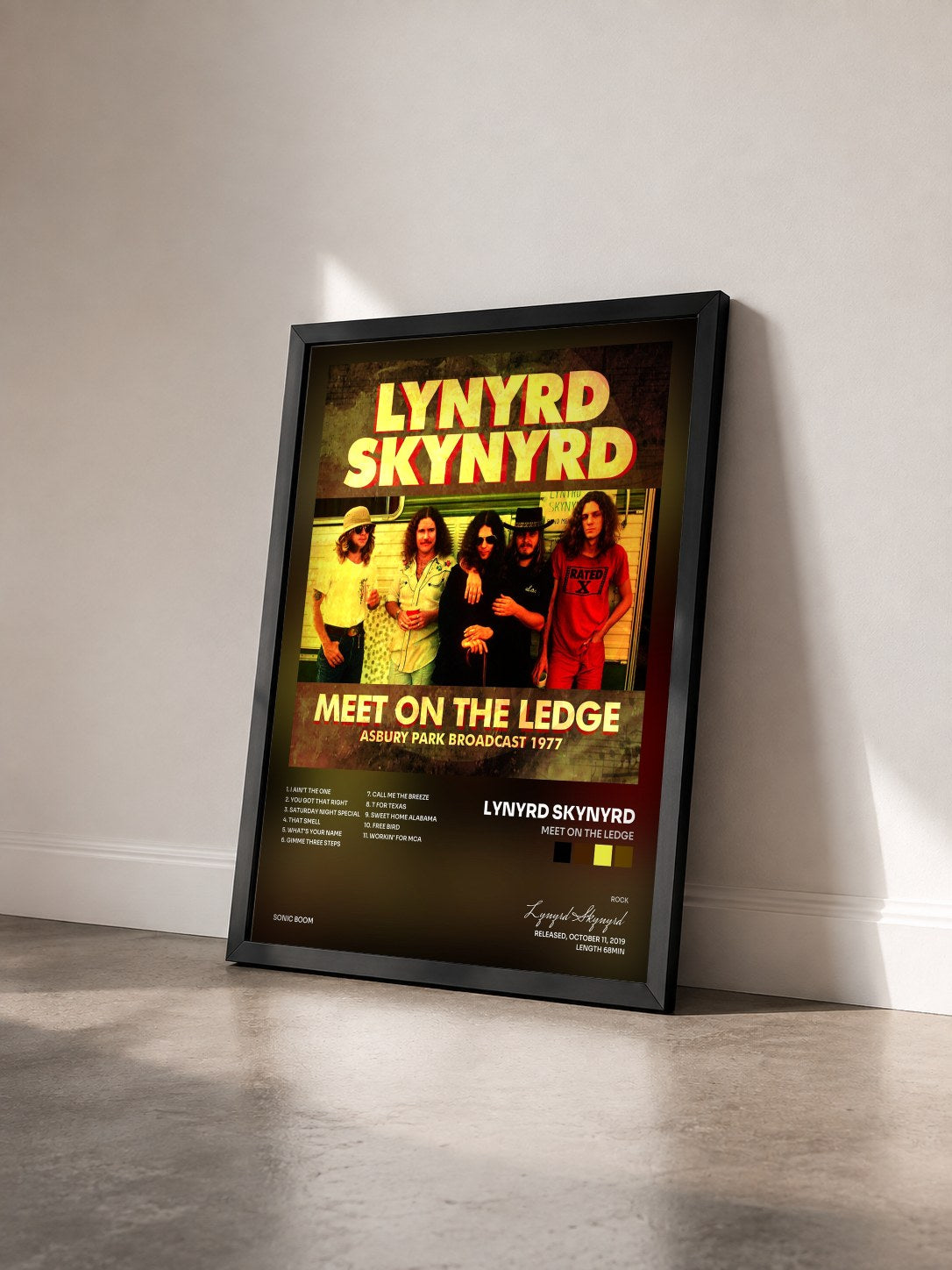 #noir Tableau de l'album Meet On The Ledge de Lynyrd Skynyrd vu de trois quarts, cadre noir