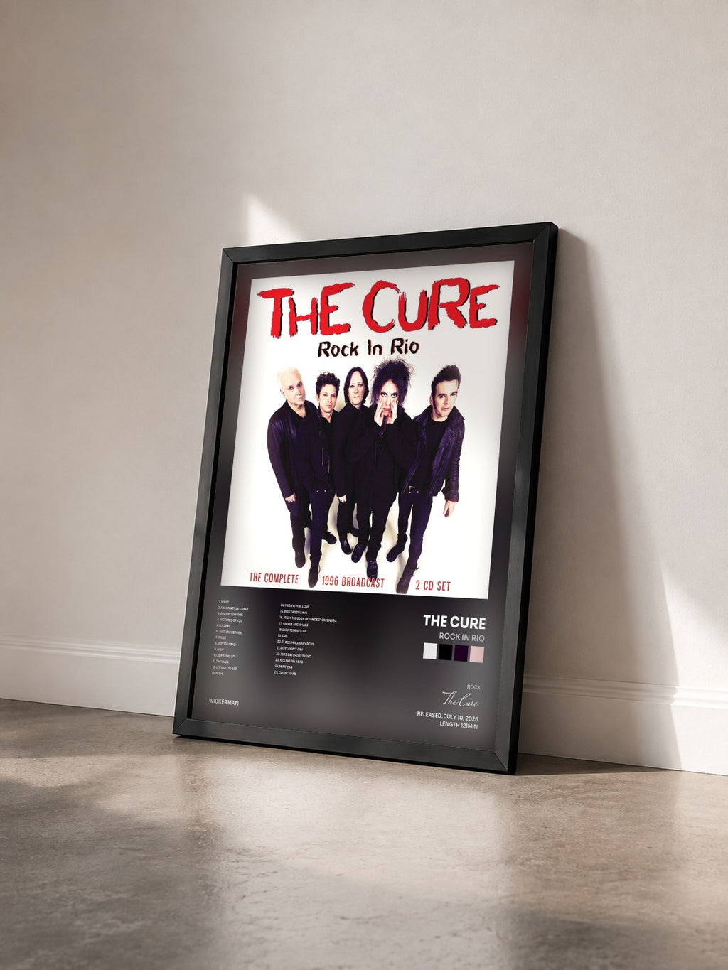 #noir Tableau de l'album Rock In Rio de The Cure vu de trois quarts, cadre noir