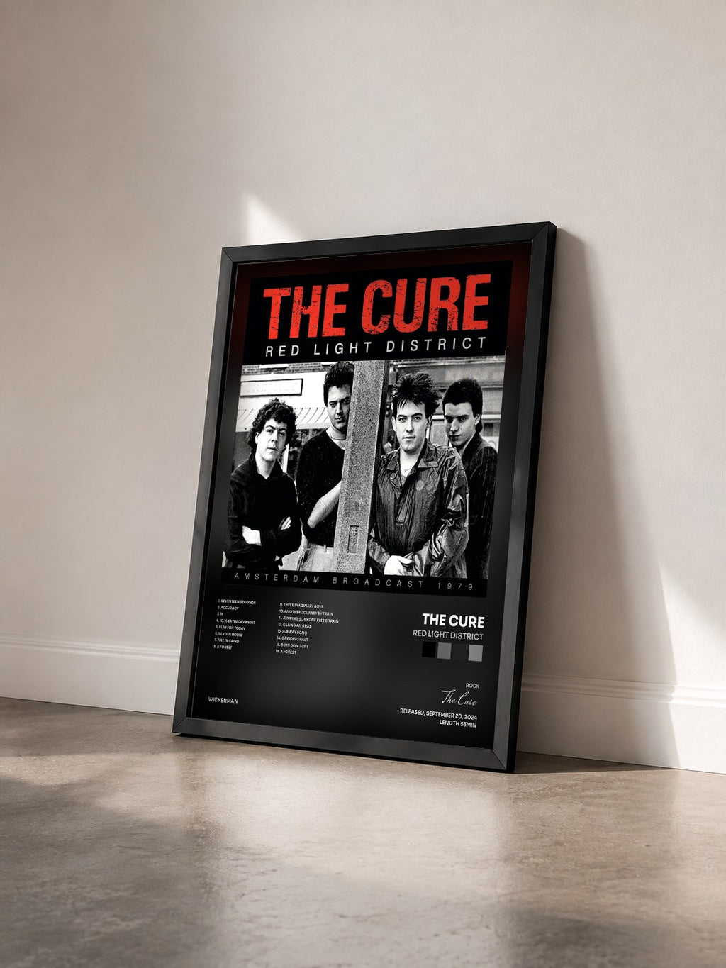 #noir Tableau de l'album Red Light District de The Cure vu de trois quarts, cadre noir