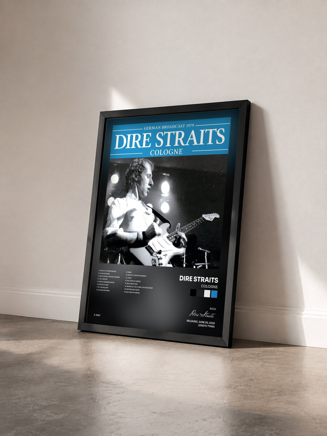 #noir Tableau de l'album Cologne de Dire Straits vu de trois quarts, cadre noir