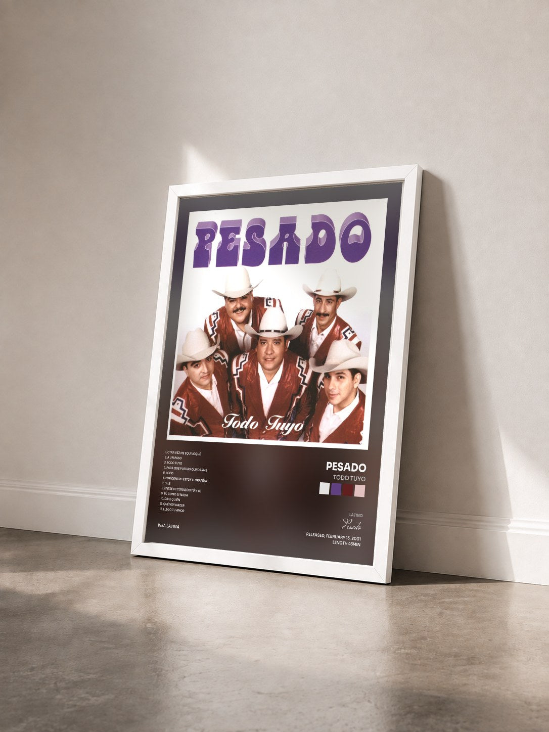 #blanc Tableau de l'album Todo tuyo de Pesado vu de trois quarts, cadre blanc