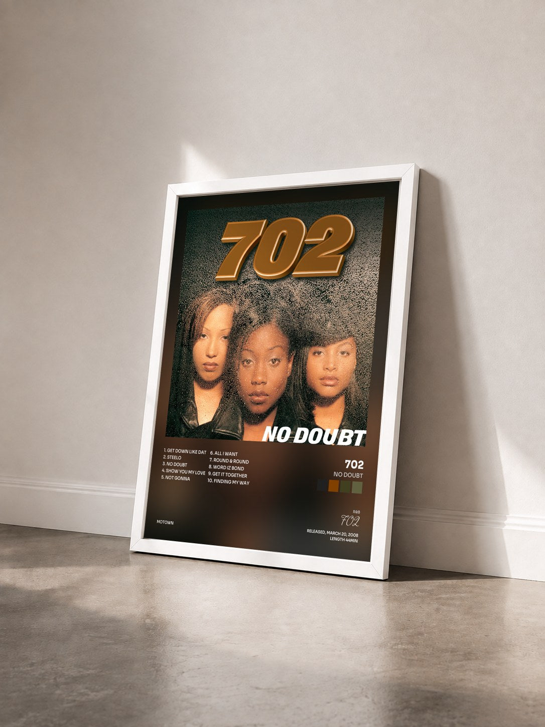 #blanc Tableau de l'album No Doubt de 702 vu de trois quarts, cadre blanc