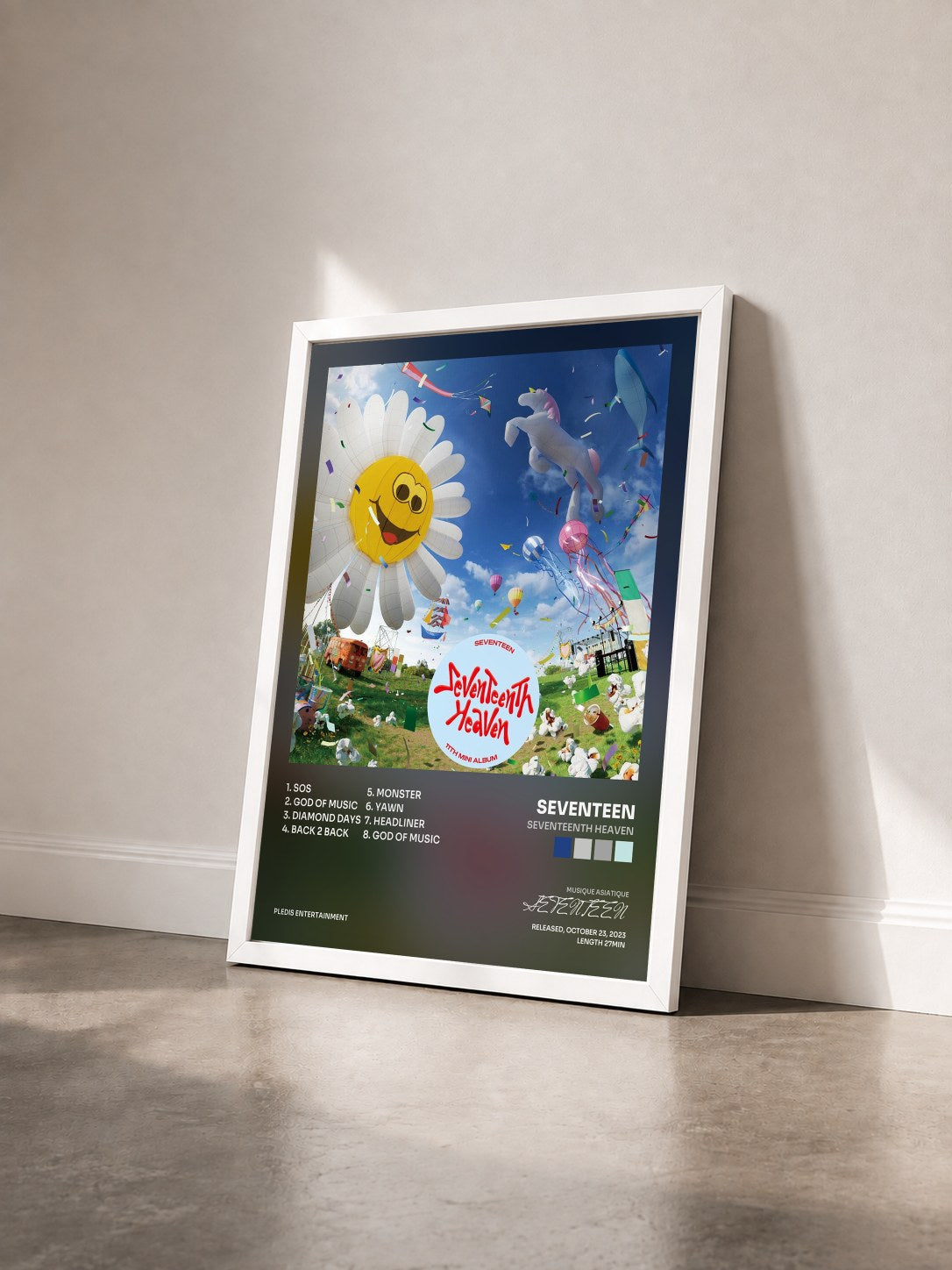 #blanc Tableau de l'album SEVENTEENTH HEAVEN de SEVENTEEN vu de trois quarts, cadre blanc