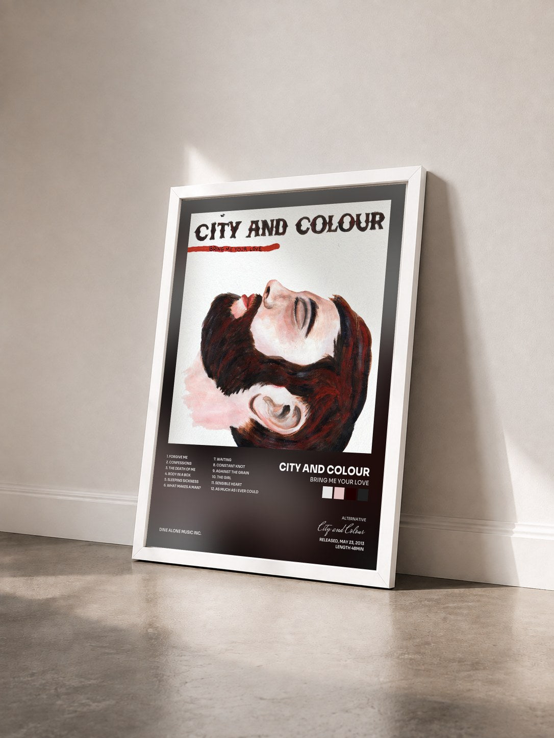 #blanc Tableau de l'album Bring Me Your Love de City and Colour vu de trois quarts, cadre blanc