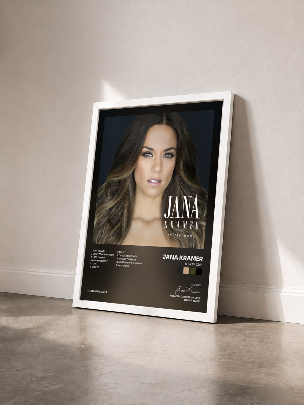 #blanc Tableau de l'album thirty one de Jana Kramer vu de trois quarts, cadre blanc
