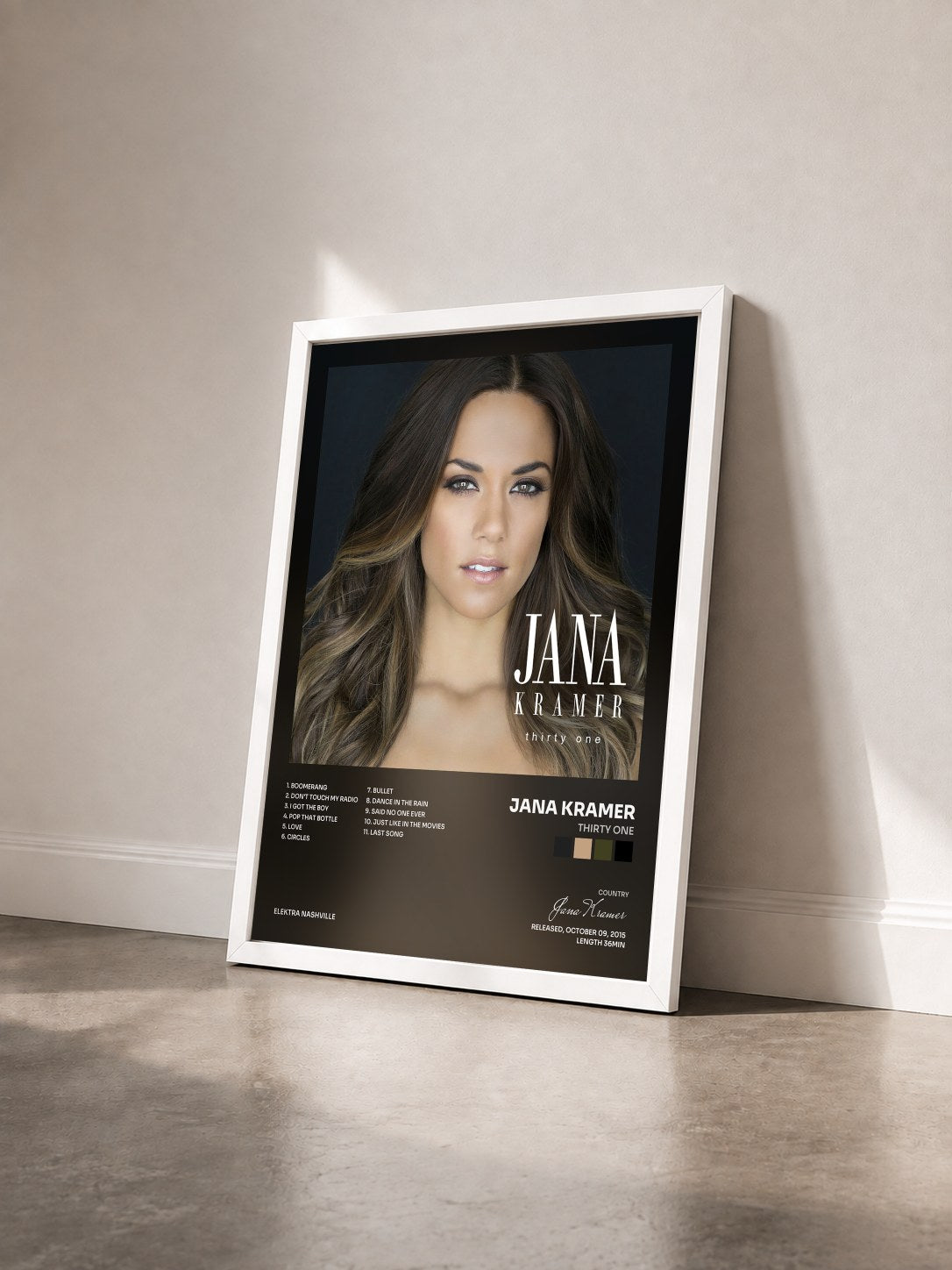 #blanc Tableau de l'album thirty one de Jana Kramer vu de trois quarts, cadre blanc