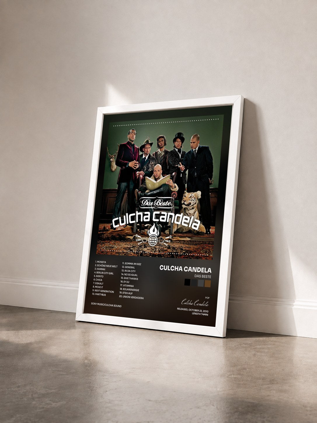 #blanc Tableau de l'album Das Beste de Culcha Candela vu de trois quarts, cadre blanc