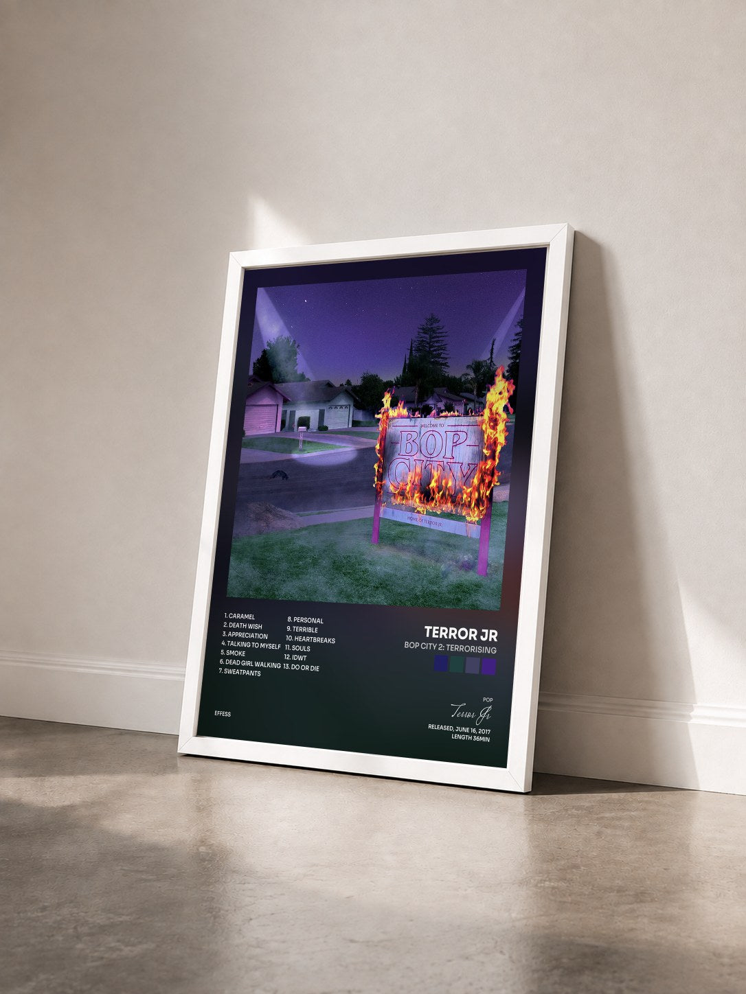 #blanc Tableau de l'album Bop City 2: TerroRising de Terror Jr vu de trois quarts, cadre blanc