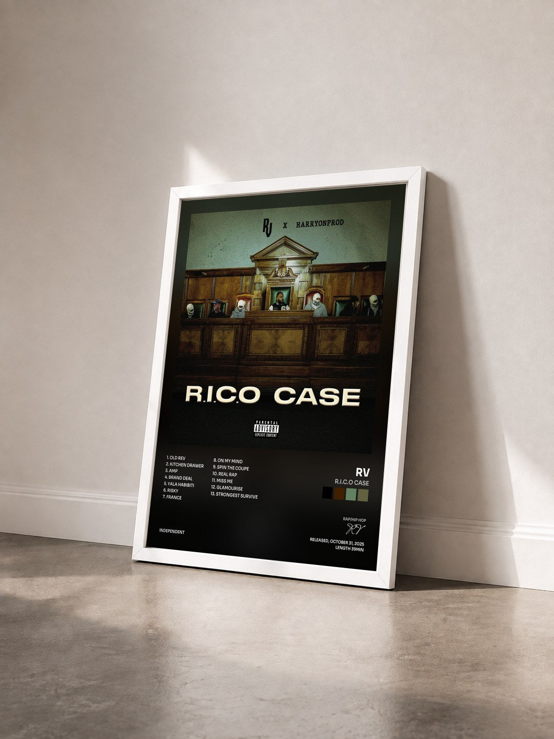 #blanc Tableau de l'album R.I.C.O Case de RV vu de trois quarts, cadre blanc