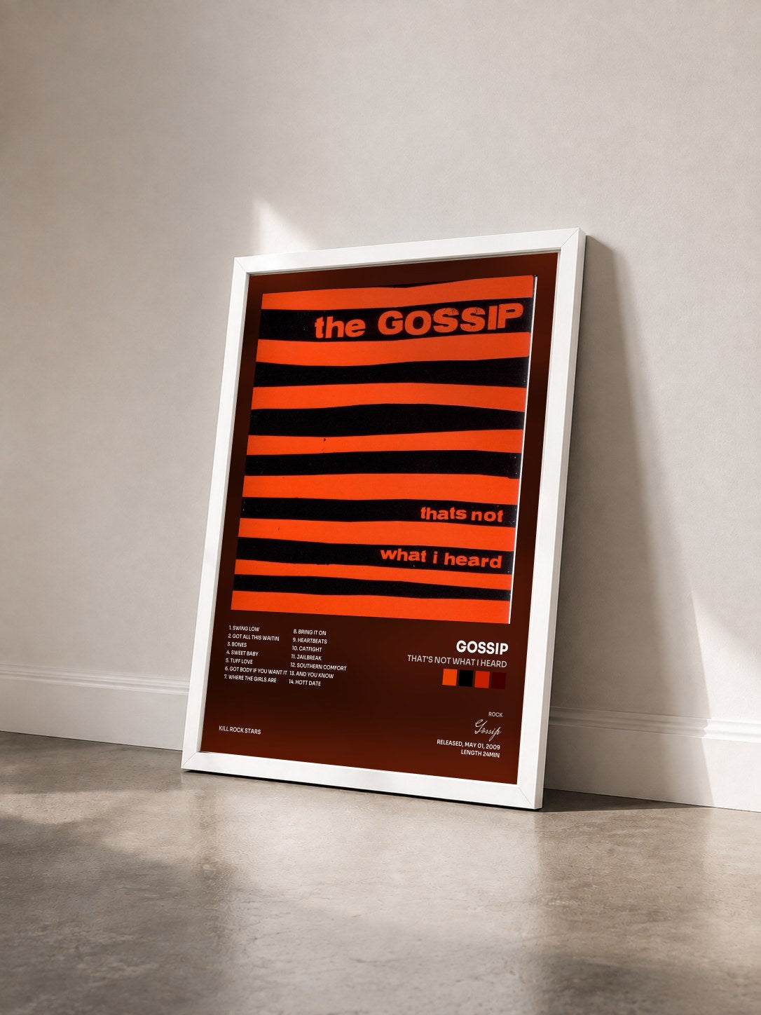 #blanc Tableau de l'album That's Not What I Heard de Gossip vu de trois quarts, cadre blanc