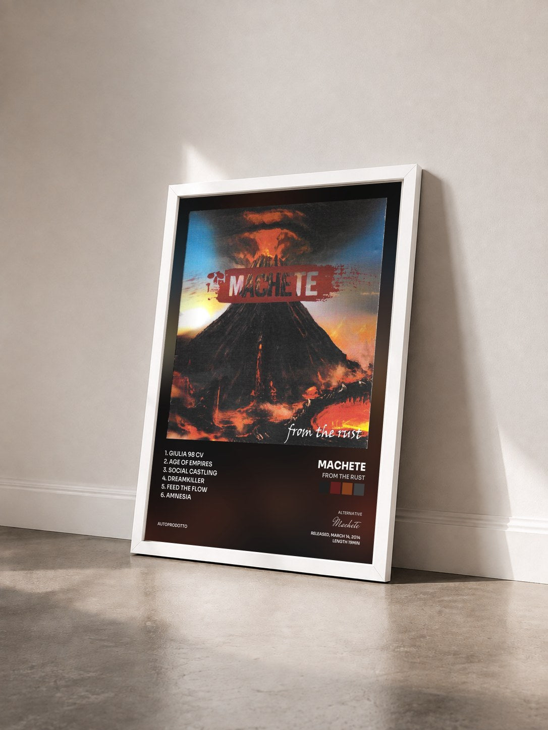 #blanc Tableau de l'album From the rust de Machete vu de trois quarts, cadre blanc
