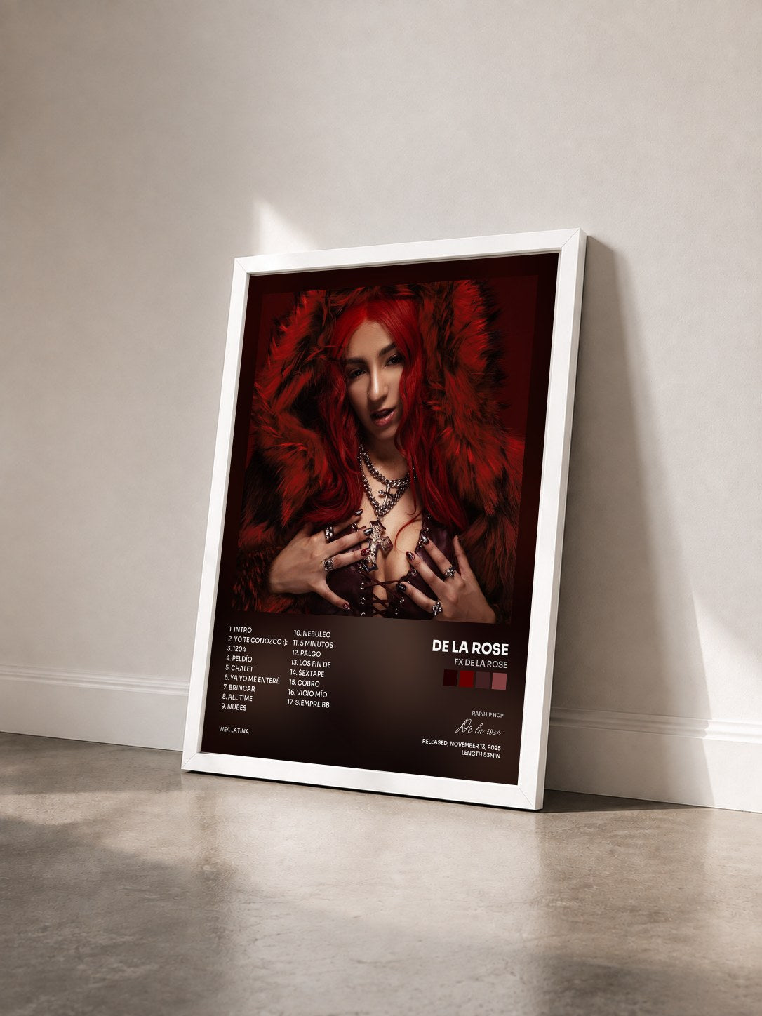 #blanc Tableau de l'album FX De La Rose de De la rose vu de trois quarts, cadre blanc