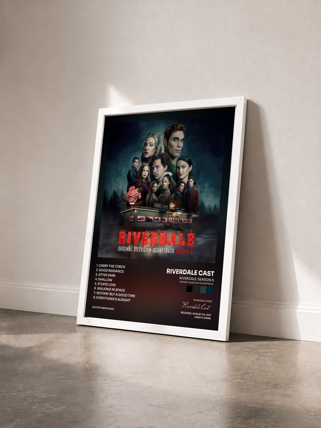 #blanc Tableau de l'album Riverdale: Season 5 (Original Television Soundtrack) de Riverdale Cast vu de trois quarts, cadre blanc