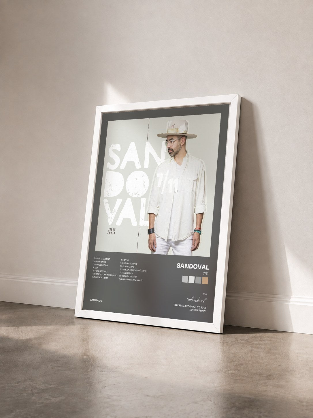 #blanc Tableau de l'album 7/11 de Sandoval vu de trois quarts, cadre blanc