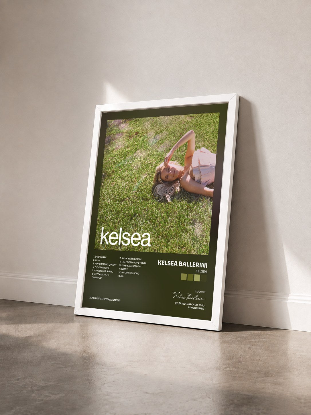 #blanc Tableau de l'album kelsea de Kelsea Ballerini vu de trois quarts, cadre blanc