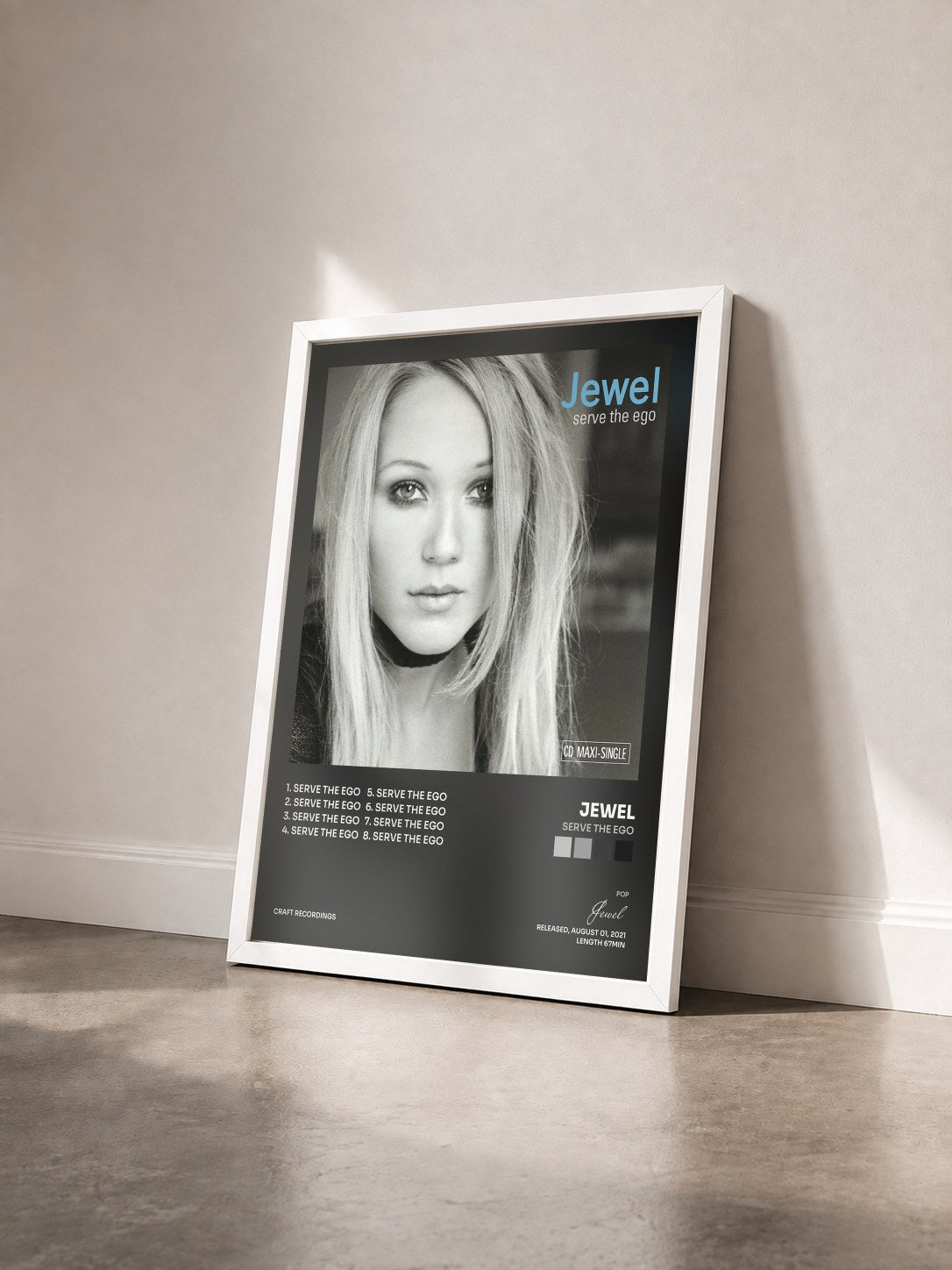 #blanc Tableau de l'album Serve The Ego de Jewel vu de trois quarts, cadre blanc