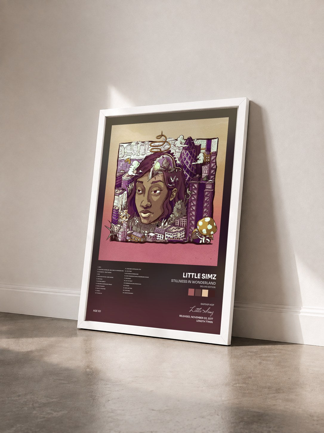 #blanc Tableau de l'album Stillness In Wonderland (Deluxe Edition) de Little Simz vu de trois quarts, cadre blanc