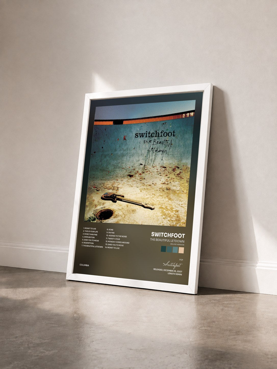 #blanc Tableau de l'album The Beautiful Letdown (Deluxe Version) de Switchfoot vu de trois quarts, cadre blanc