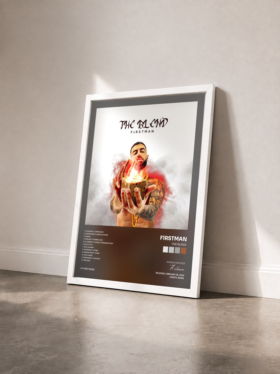 #blanc Tableau de l'album The Blend de F1rstman vu de trois quarts, cadre blanc