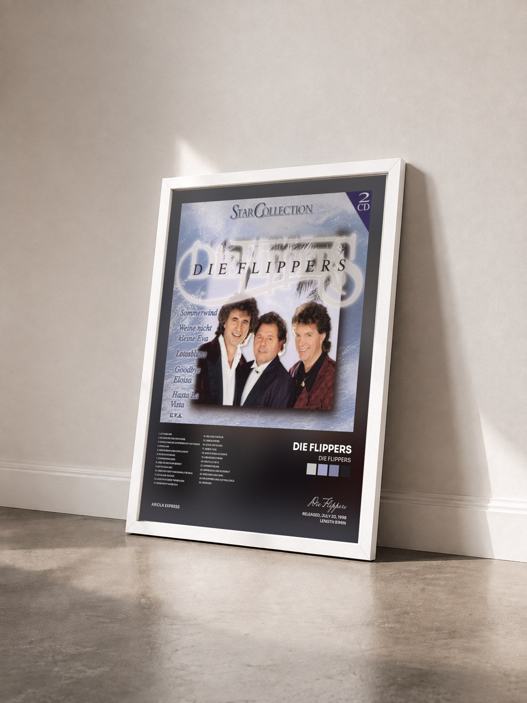 #blanc Tableau de l'album Die Flippers de Die Flippers vu de trois quarts, cadre blanc