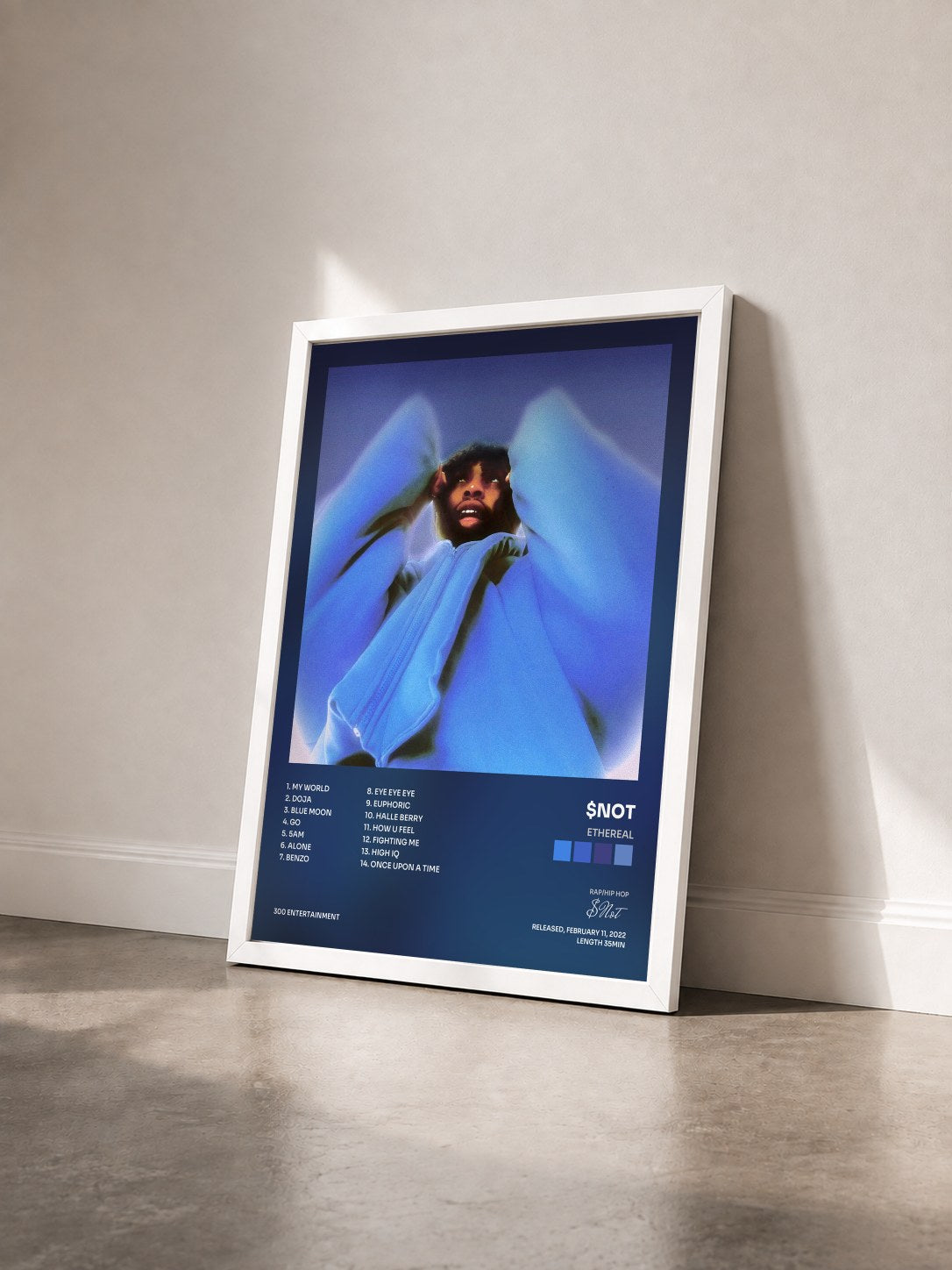 #blanc Tableau de l'album Ethereal de $Not vu de trois quarts, cadre blanc