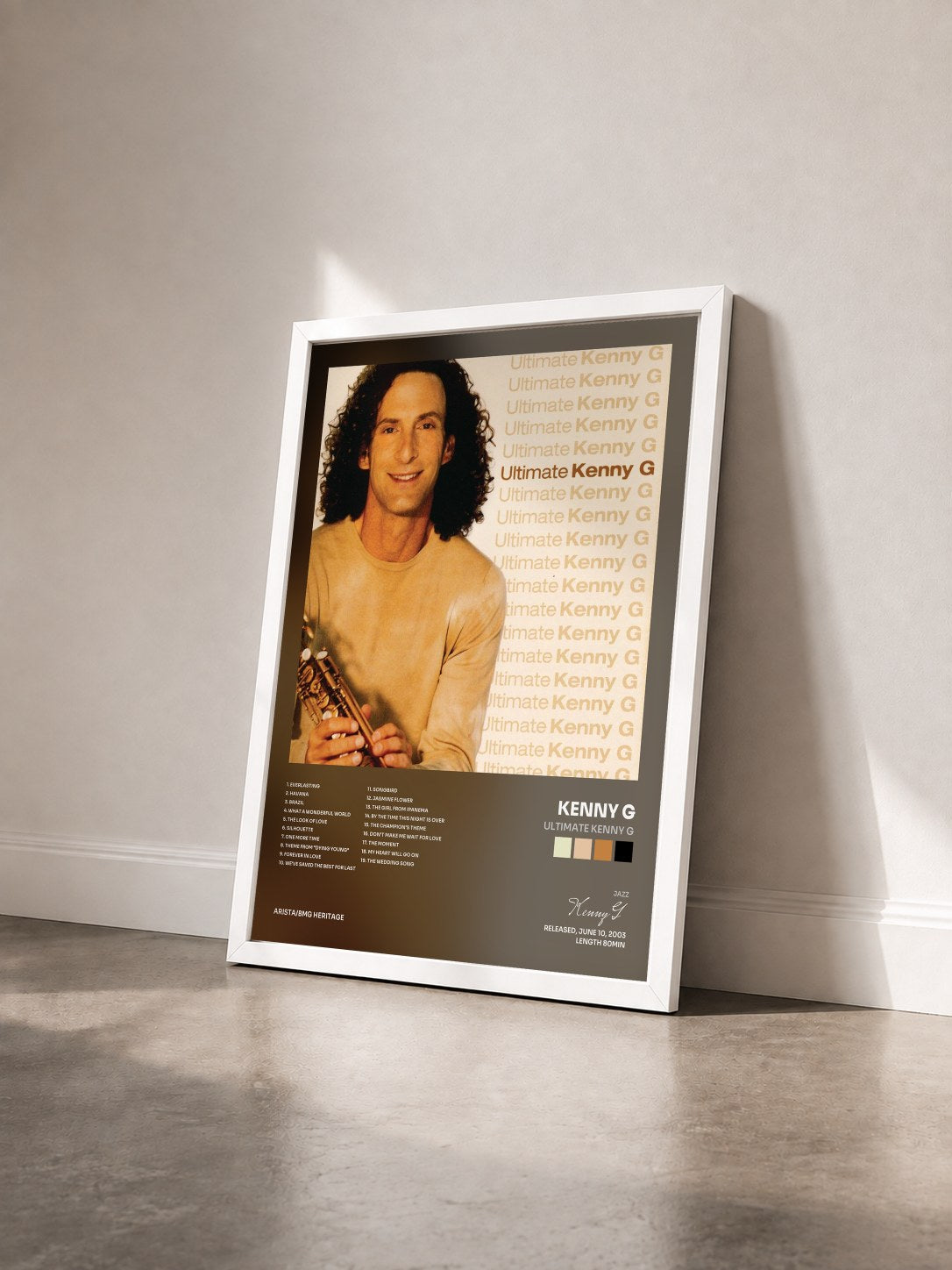 #blanc Tableau de l'album Ultimate Kenny G de Kenny G vu de trois quarts, cadre blanc