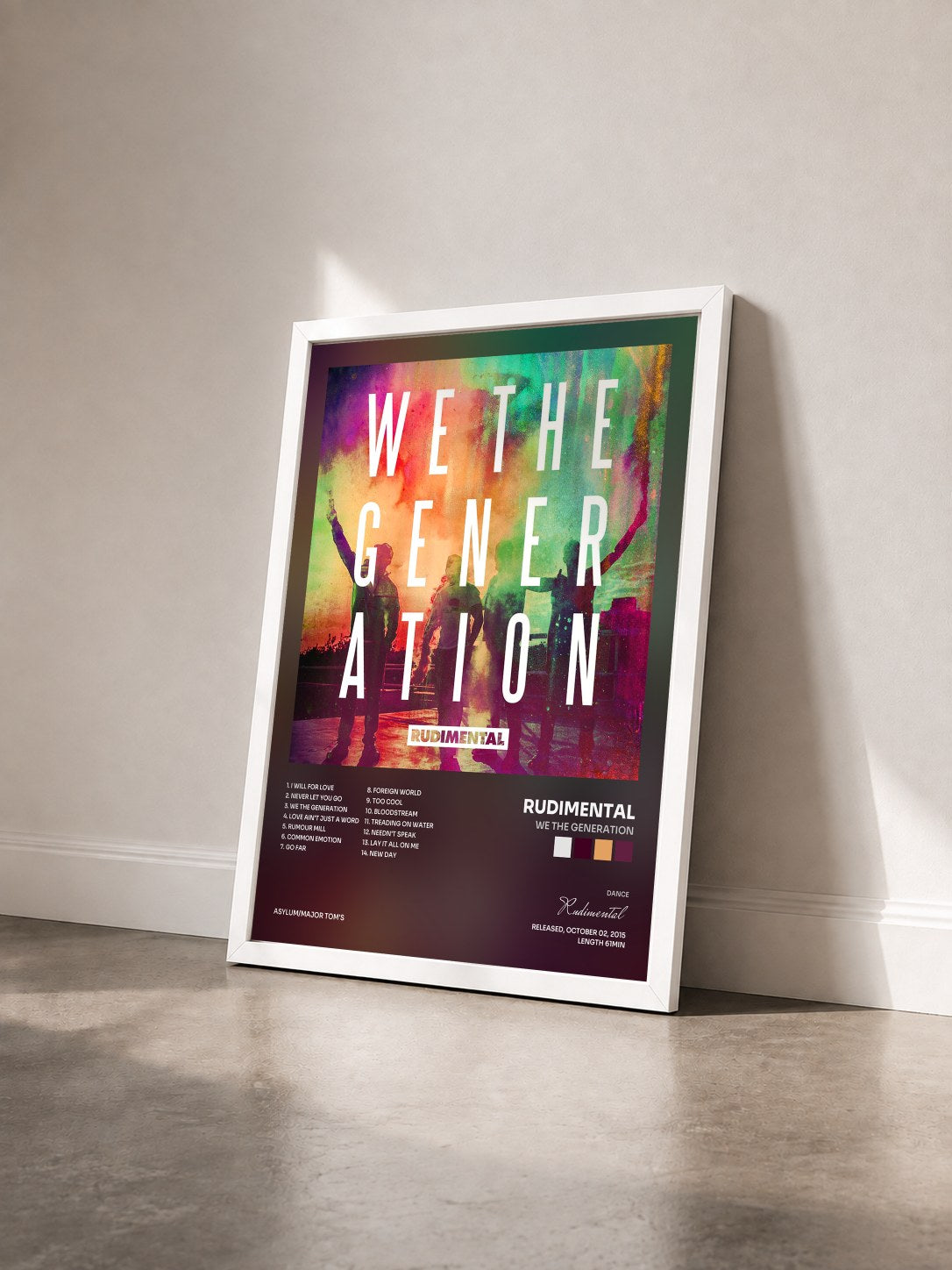 #blanc Tableau de l'album We the Generation de Rudimental vu de trois quarts, cadre blanc