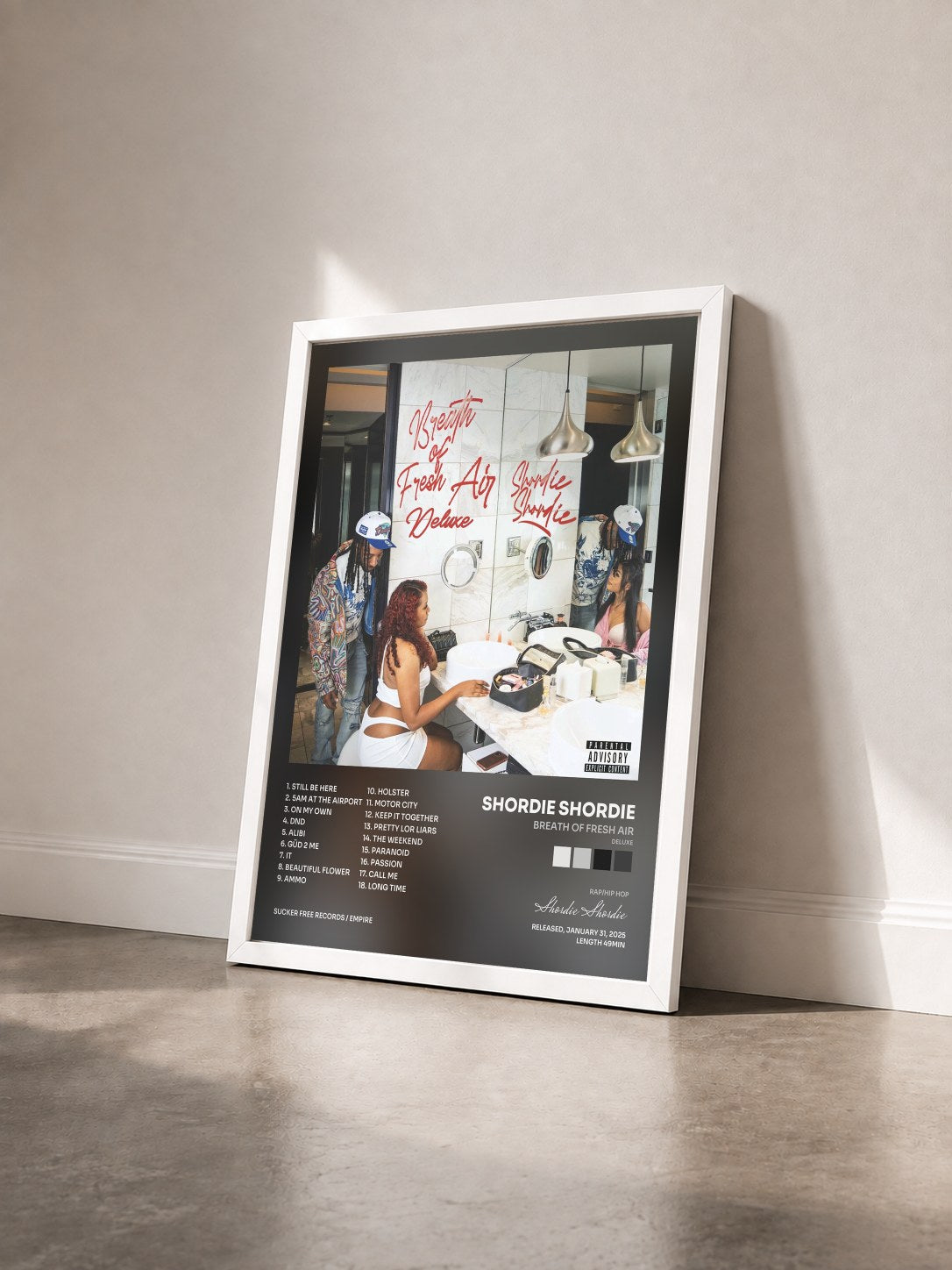 #blanc Tableau de l'album Breath Of Fresh Air (Deluxe) de Shordie Shordie vu de trois quarts, cadre blanc
