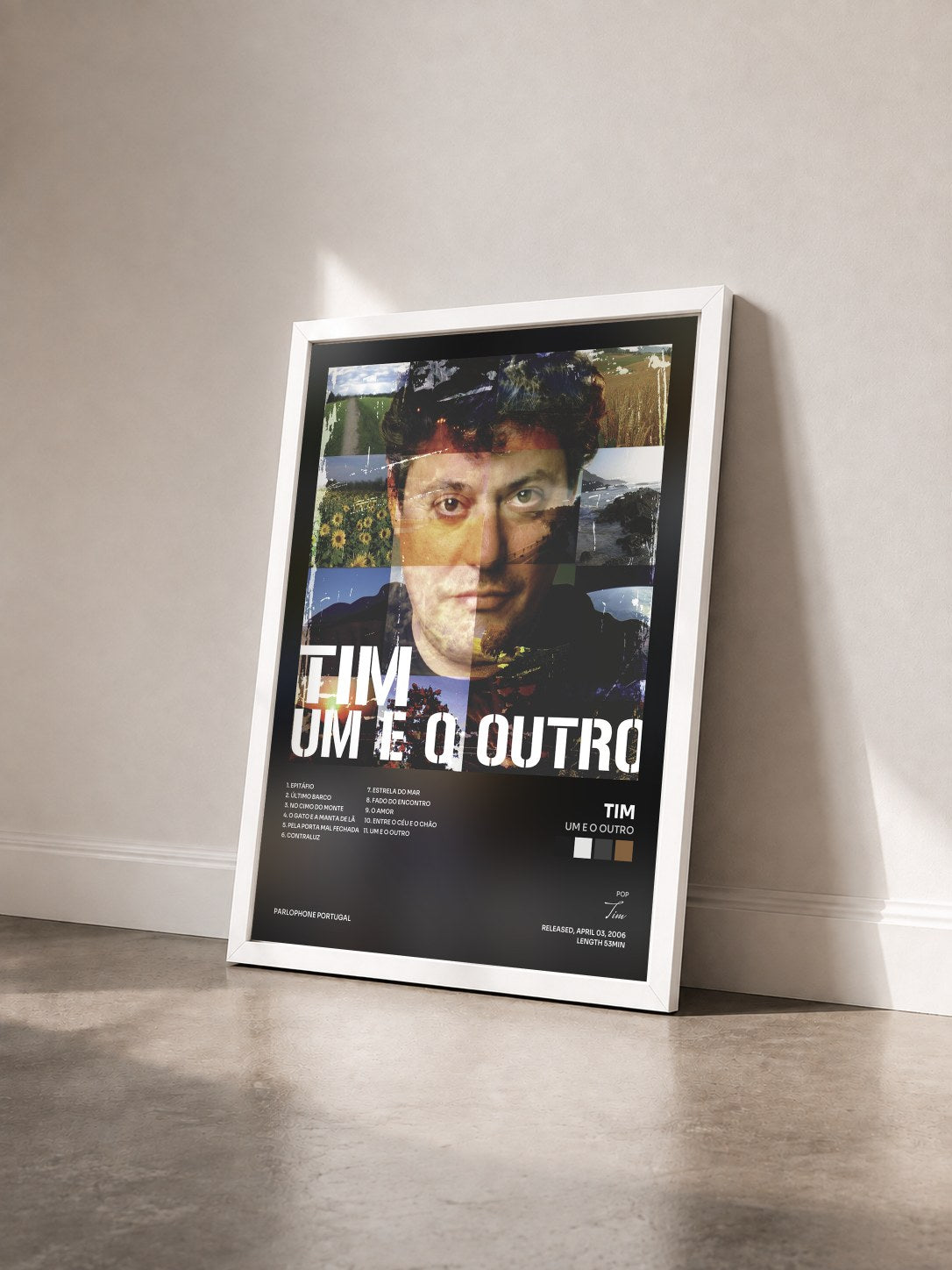 #blanc Tableau de l'album Um E O Outro de Tim vu de trois quarts, cadre blanc
