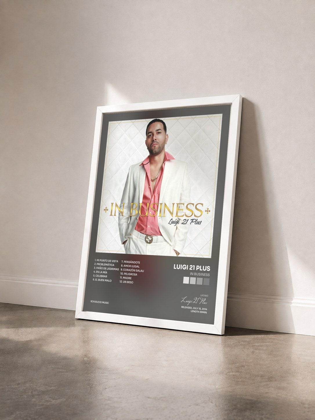 #blanc Tableau de l'album In Business de Luigi 21 Plus vu de trois quarts, cadre blanc