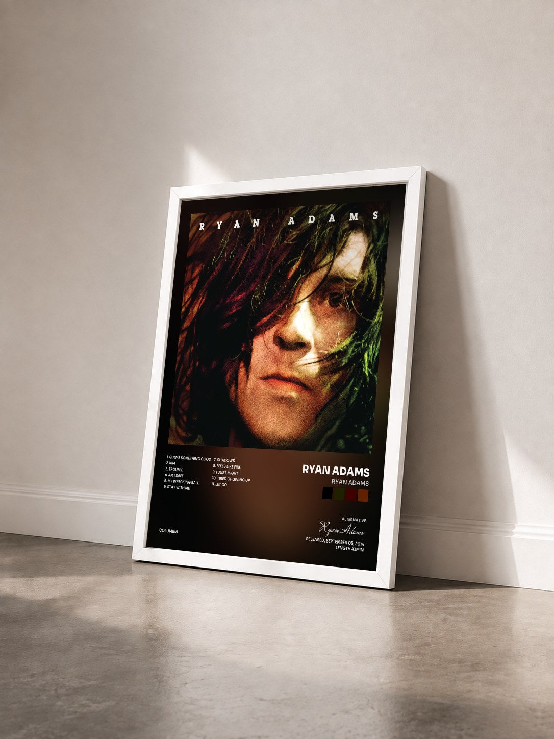#blanc Tableau de l'album Ryan Adams de Ryan Adams vu de trois quarts, cadre blanc