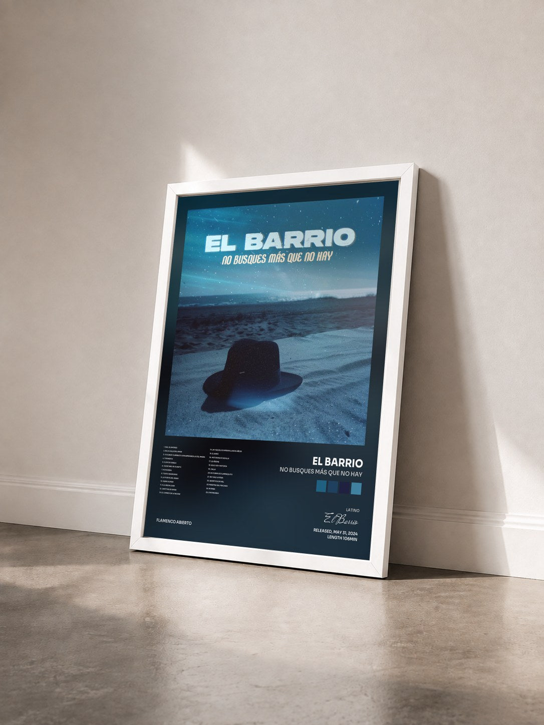#blanc Tableau de l'album No busques más que no hay de El Barrio vu de trois quarts, cadre blanc