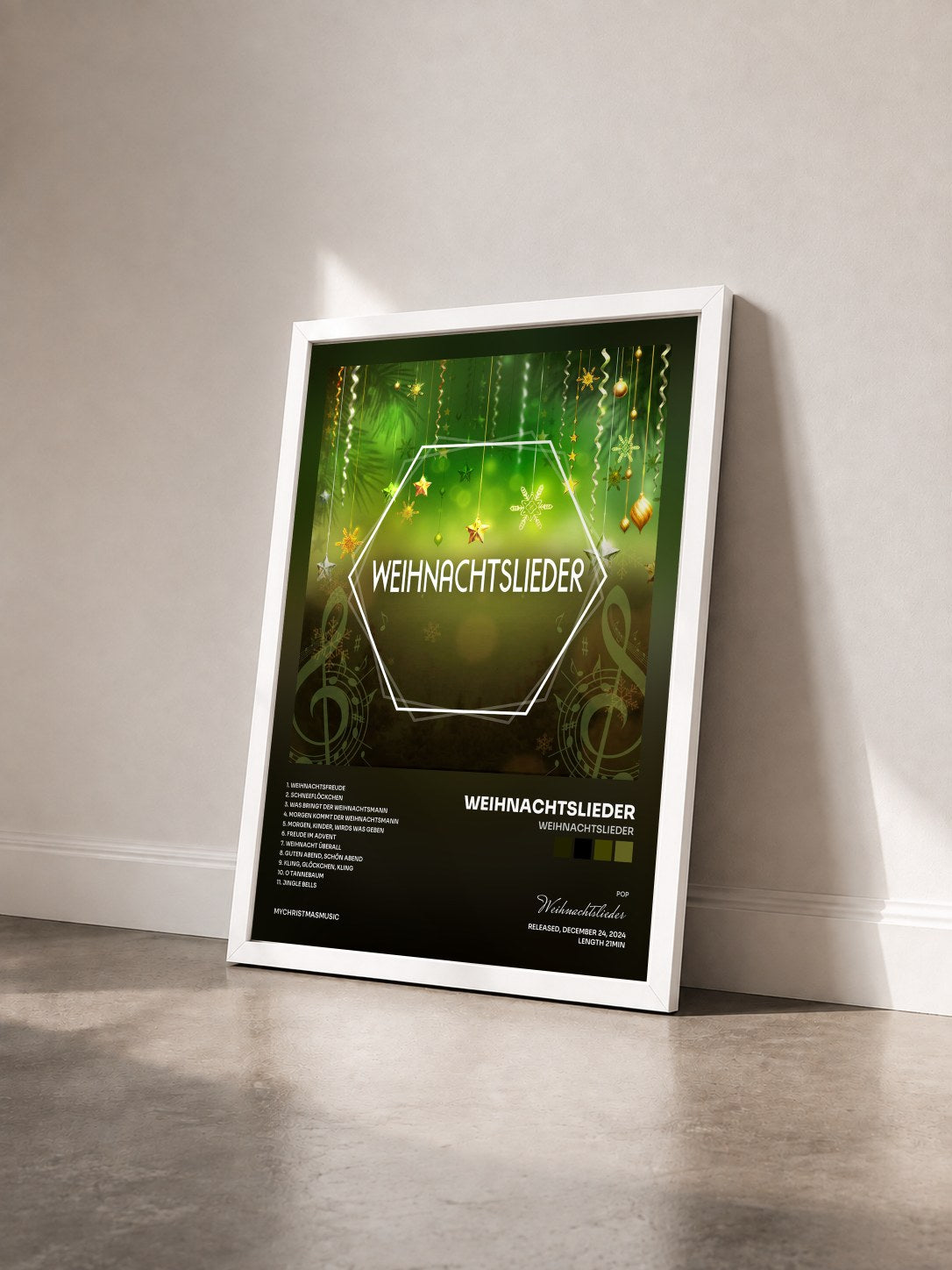 #blanc Tableau de l'album Weihnachtslieder de Weihnachtslieder vu de trois quarts, cadre blanc