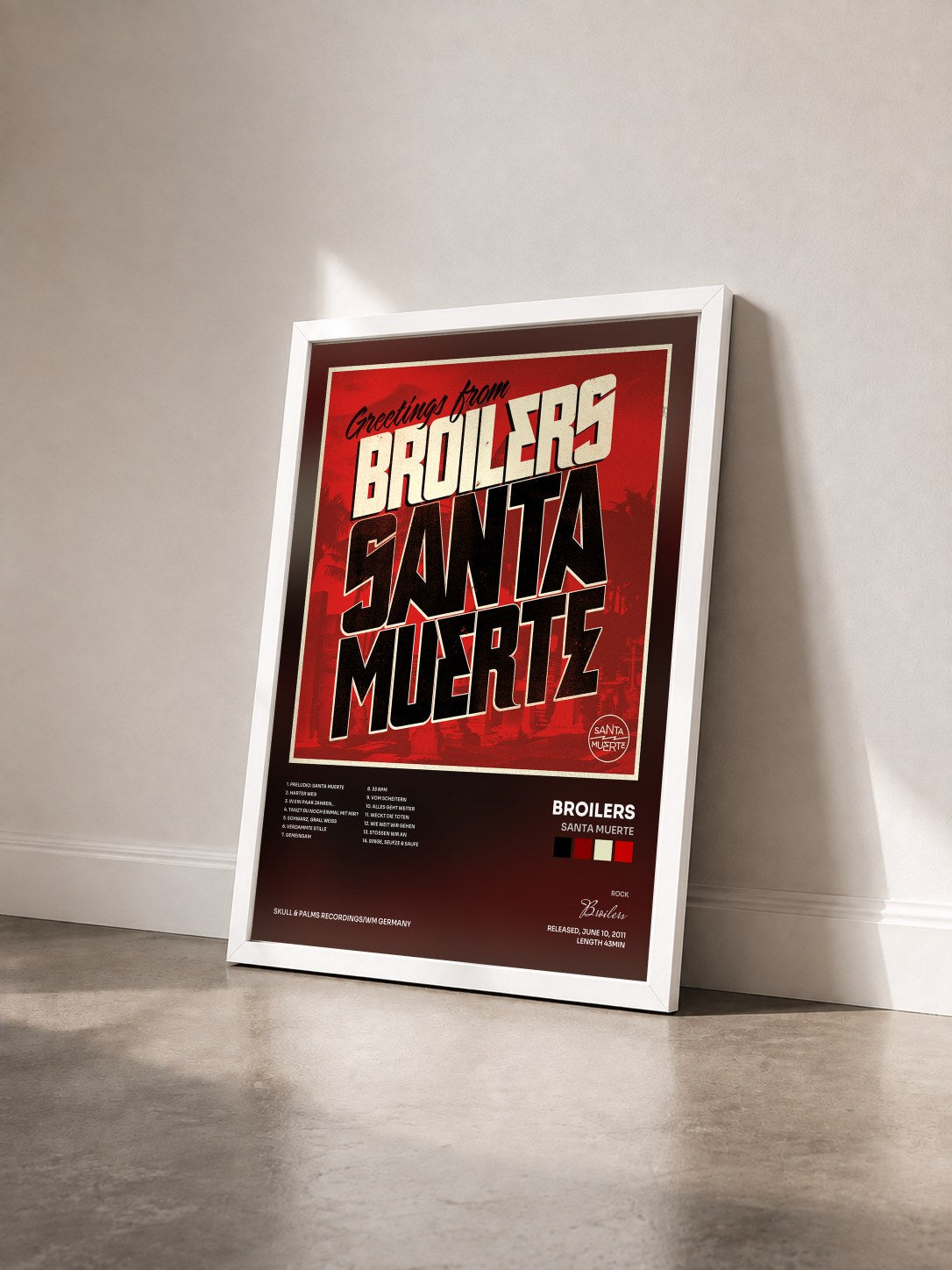 #blanc Tableau de l'album Santa Muerte de Broilers vu de trois quarts, cadre blanc