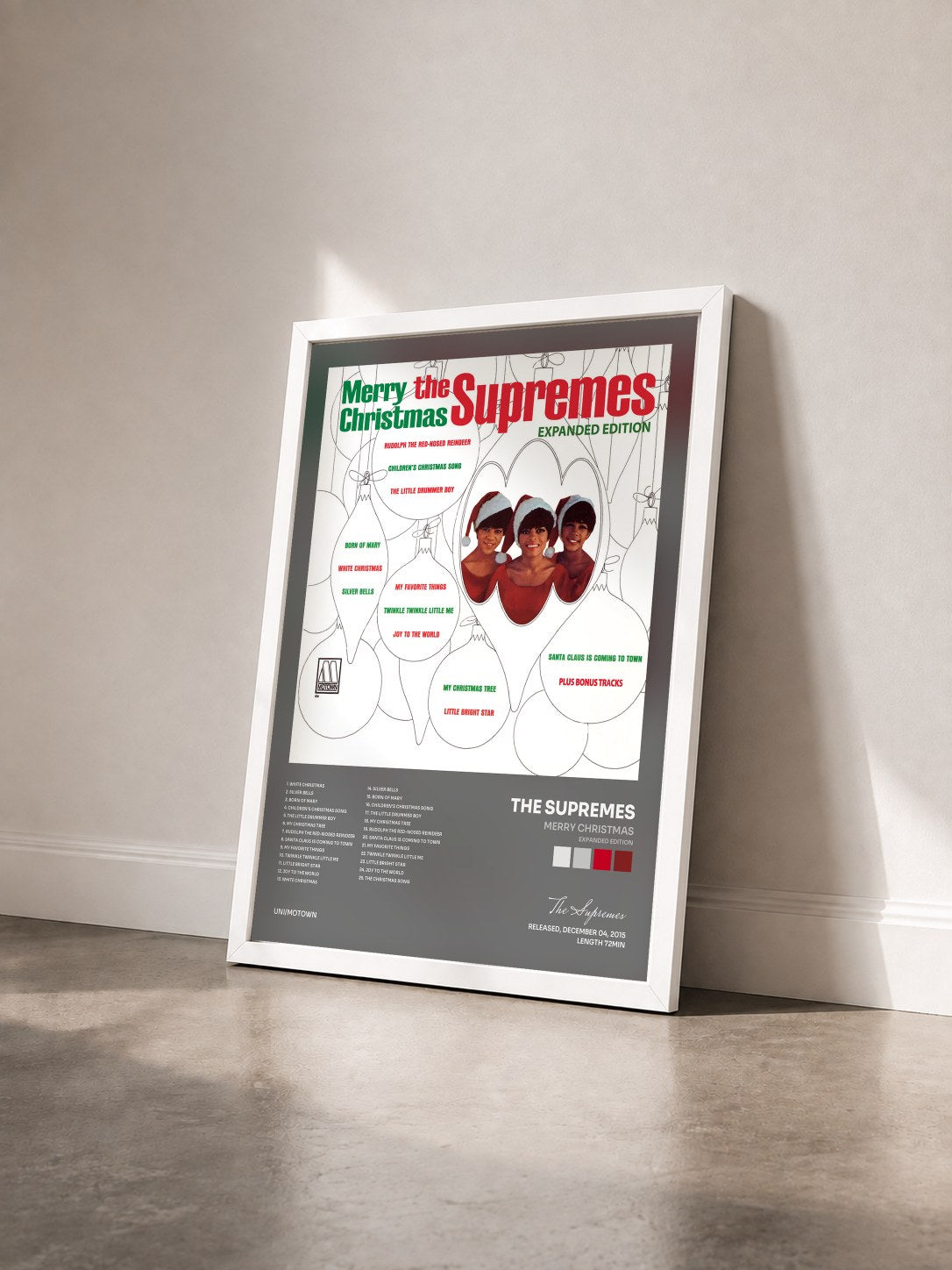 #blanc Tableau de l'album Merry Christmas (Expanded Edition) de The Supremes vu de trois quarts, cadre blanc