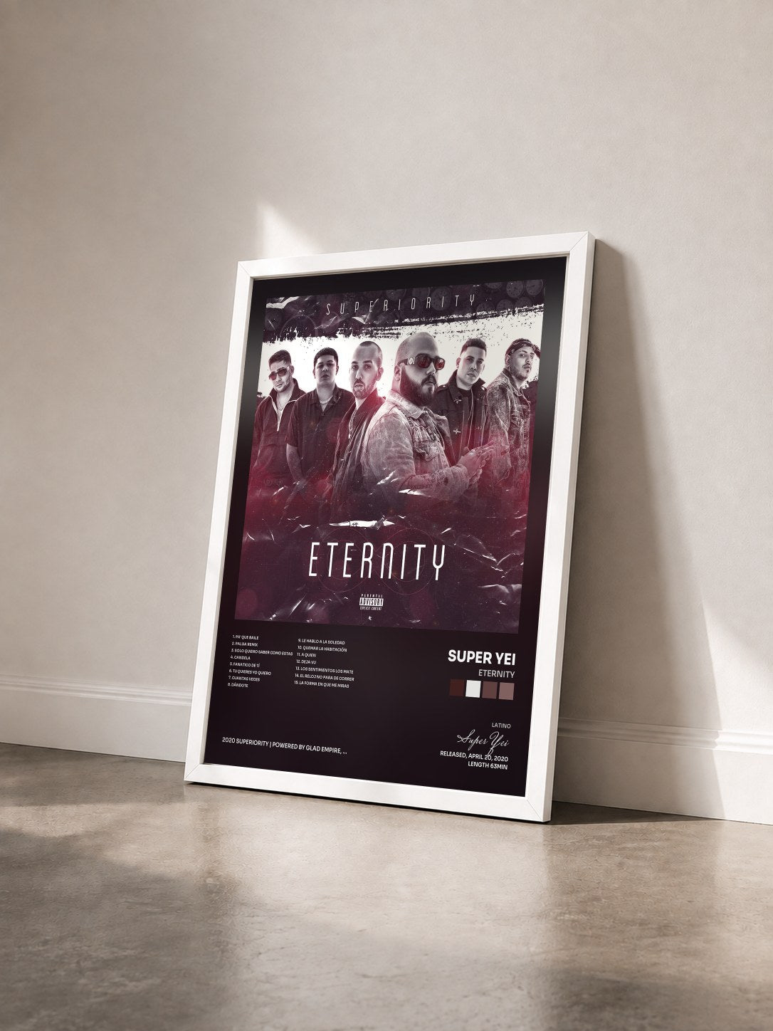 #blanc Tableau de l'album Eternity de Super Yei vu de trois quarts, cadre blanc