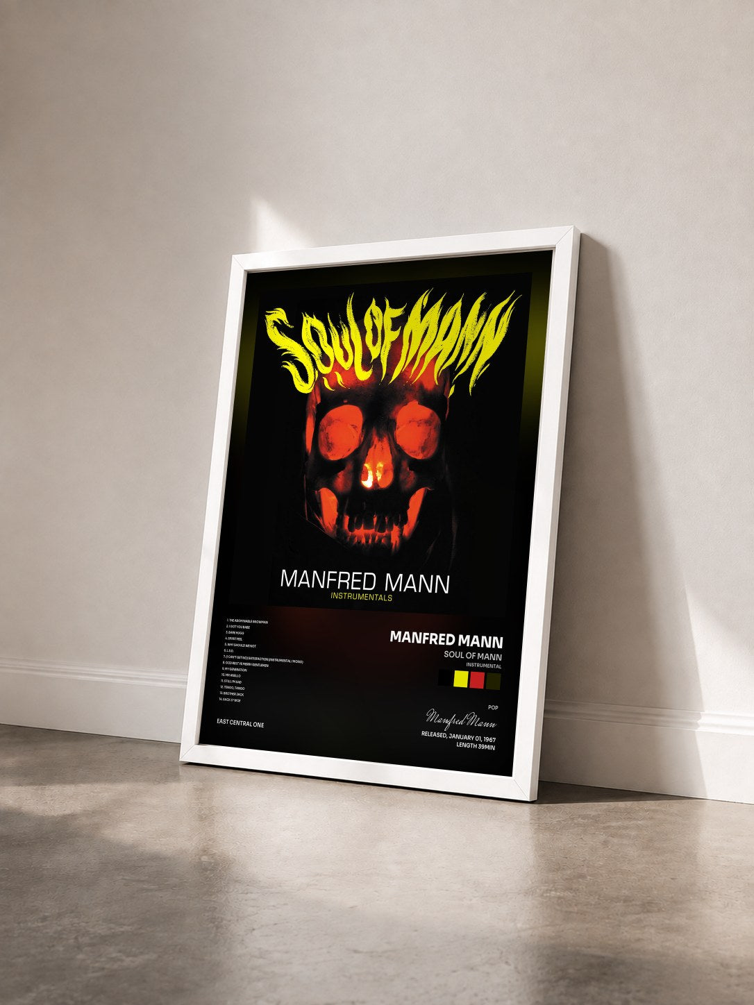 #blanc Tableau de l'album Soul of Mann (Instrumental) [Mono] de Manfred Mann vu de trois quarts, cadre blanc