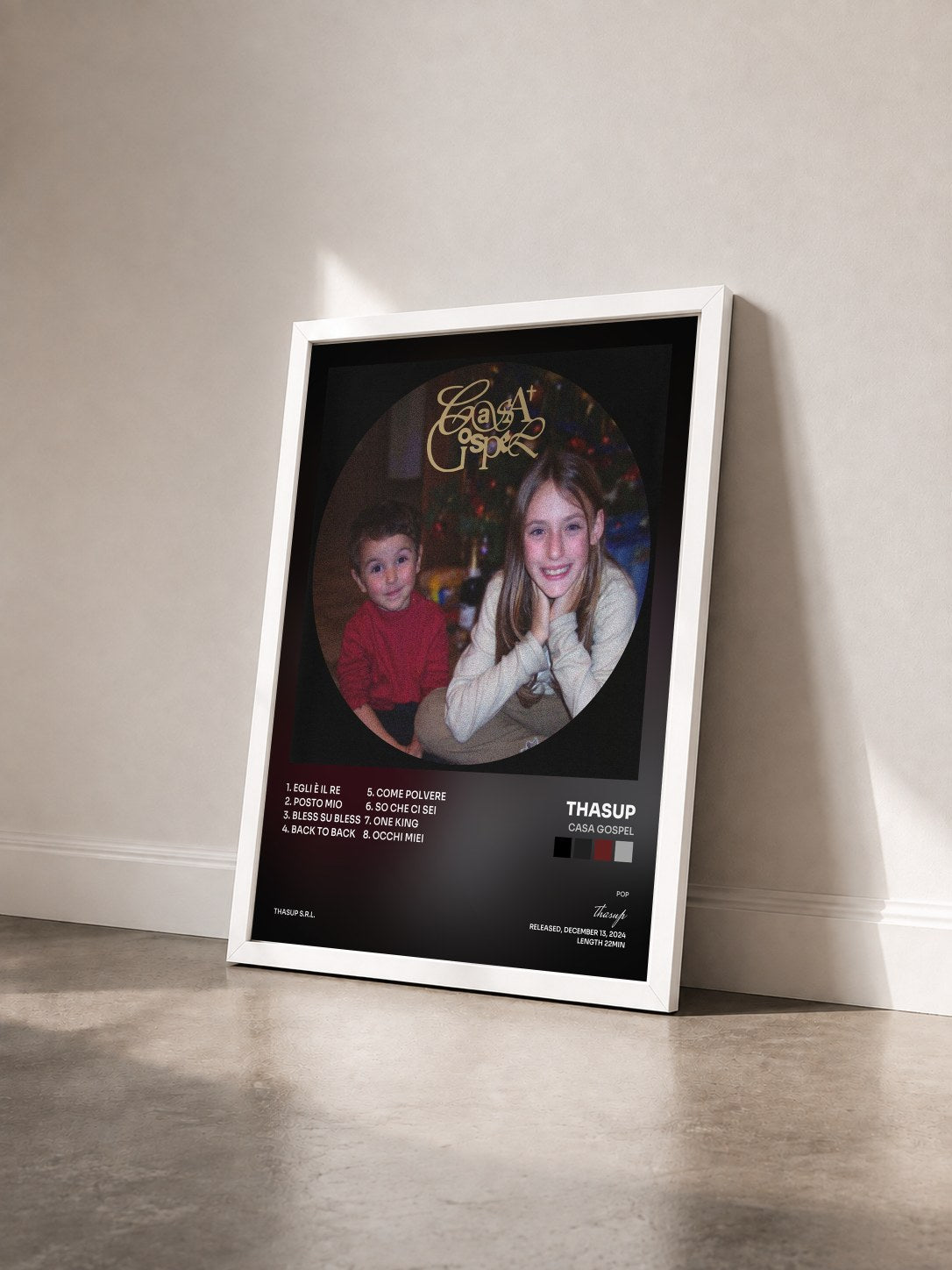 #blanc Tableau de l'album CASA GOSPEL de thasup vu de trois quarts, cadre blanc