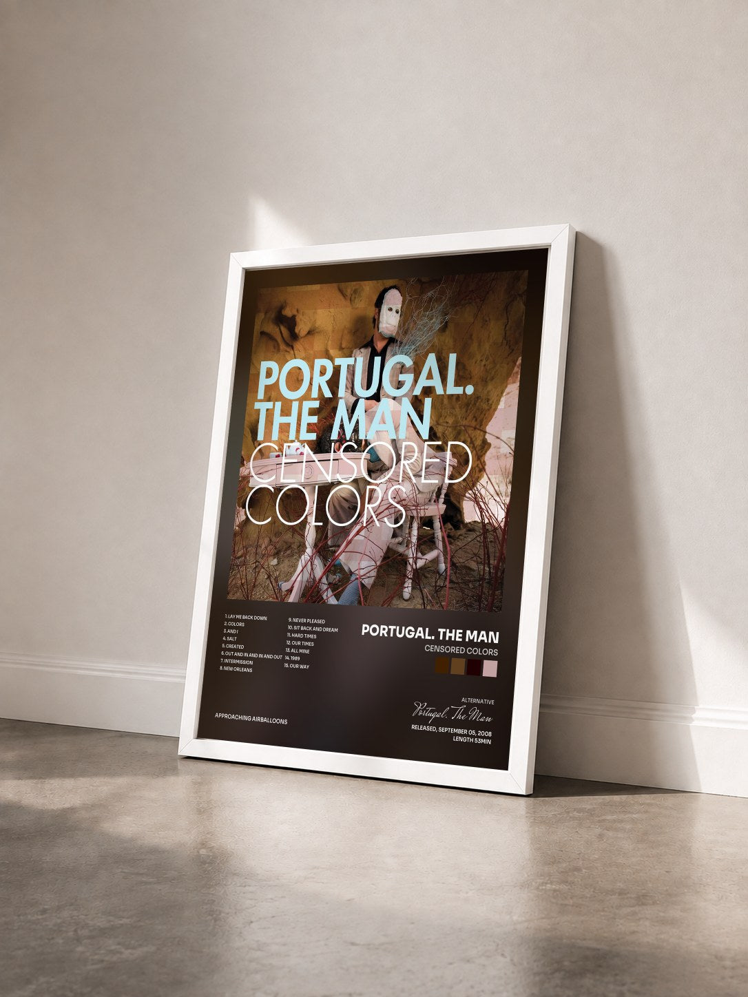 #blanc Tableau de l'album Censored Colors de Portugal. The Man vu de trois quarts, cadre blanc