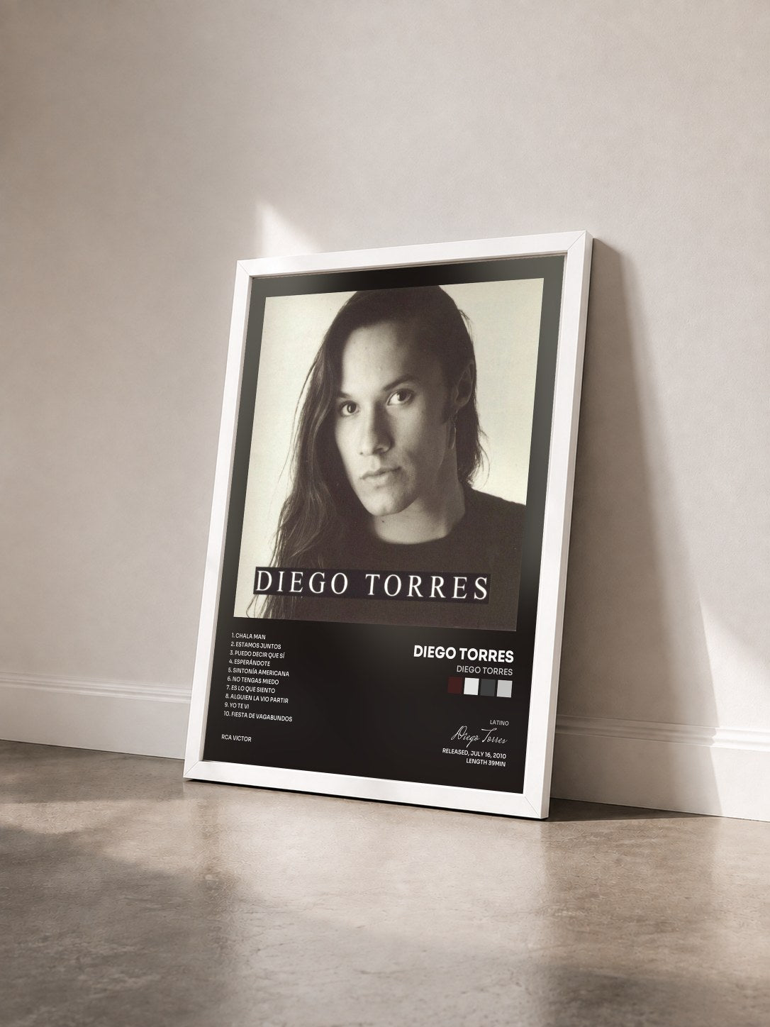 #blanc Tableau de l'album Diego Torres de Diego Torres vu de trois quarts, cadre blanc